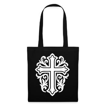 Symbole de croix chrétien - Sac en tissu - noir - Devant