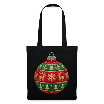 Gestickte Weihnachtskugel – Ornament (gedruckt) minimal - Stoffbeutel - Schwarz - Vorne