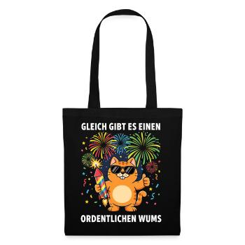 Lustiges Katzen Silvester 2026 Niedliches Geschenk - Stoffbeutel - Schwarz - Vorne