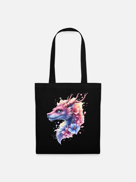 Dragon Fleur Bleu - Sac en tissu - noir