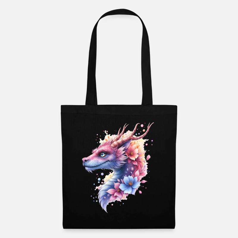 Dragon Fleur Bleu - Sac en tissu - noir