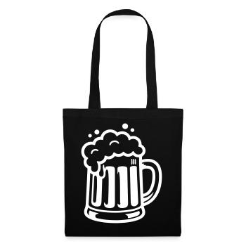 Bierkrug Comic Bier - Stoffbeutel - Schwarz - Vorne