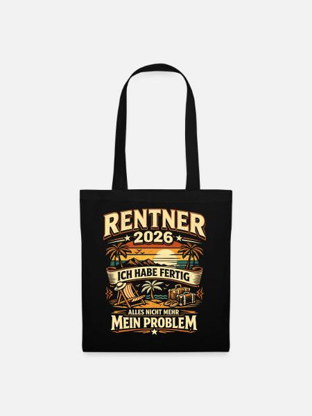 Rentner 2026 Abschiedsgeschenk Pension - Stoffbeutel - Schwarz