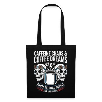 Kaffeechaos Skulls Morgenjunkie Design - Stoffbeutel - Schwarz - Vorne