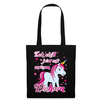 Ich chill jetzt mit meinem Einhorn, Lustig - Stoffbeutel - Schwarz - Vorne