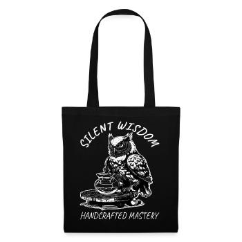 Silent Wisdom Pottery Owl - Tote Bag - black - Front