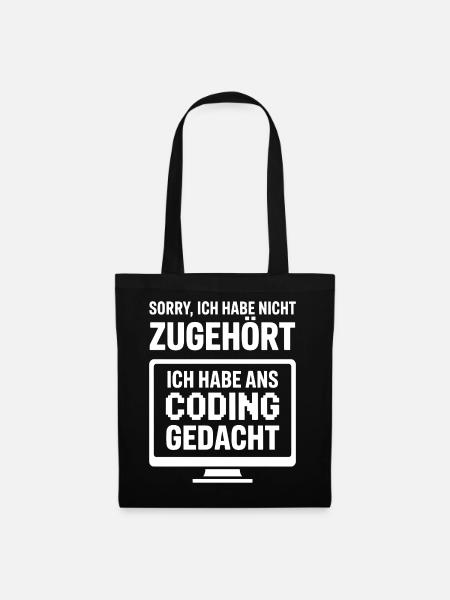 Coding Gedacht statt Zugehört - Stoffbeutel - Schwarz