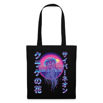 Retro Jellyfish Vaporwave Synthwave - Tote Bag - black - Front
