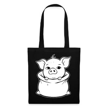 Purring piggy in a sack - Tote Bag - black - Front