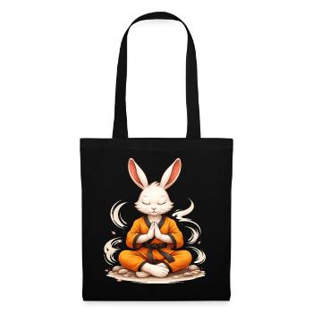 Zen Hase Karate Meditation Fun Design - Stoffbeutel - Schwarz - Vorne
