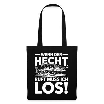 Angler Spruch Hecht - Stoffbeutel - Schwarz - Vorne