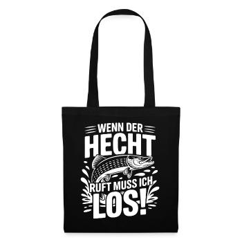 Angler Spruch Hecht - Stoffbeutel - Schwarz - Vorne