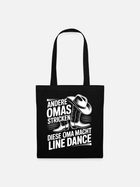 Line Dance Omas Stricken - Stoffbeutel - Schwarz