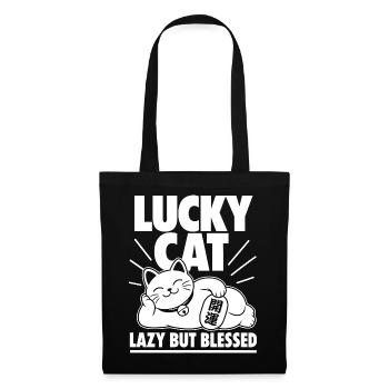 Chat Chanceux Paresseux - Sac en tissu - noir - Devant