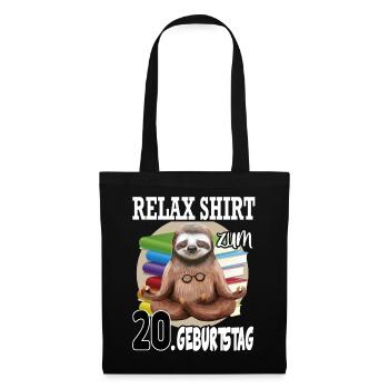 Relax Faultier Geburtstag 20 Jahre Sloth Lustig - Stoffbeutel - Schwarz - Vorne