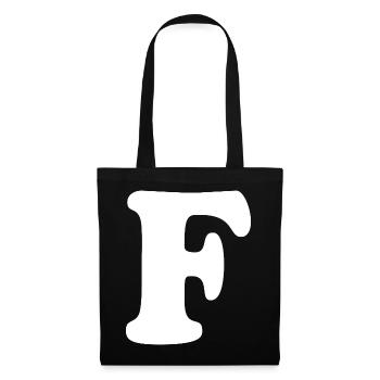 Grande impression en F | Lettre F | F Logo - Sac en tissu - noir - Devant
