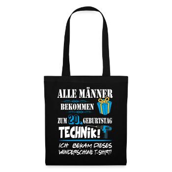 20. Geburtstag Handwerker Technik Werkzeug - Stoffbeutel - Schwarz - Vorne