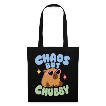 Capybara mit Herzbrille – Chaos But Chubby - Stoffbeutel - Schwarz - Vorne