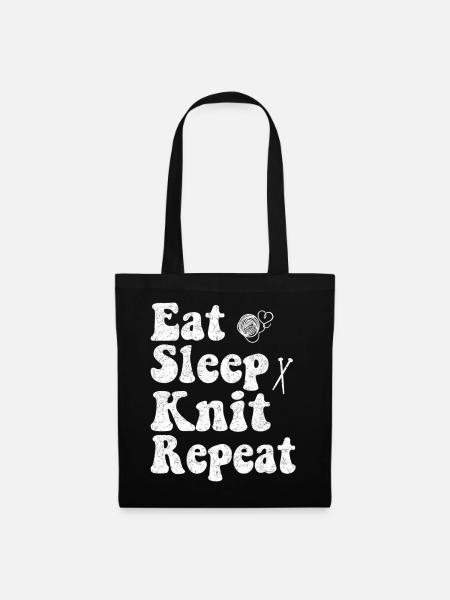 Eat Sleep Knit Repeat - Stoffbeutel - Schwarz