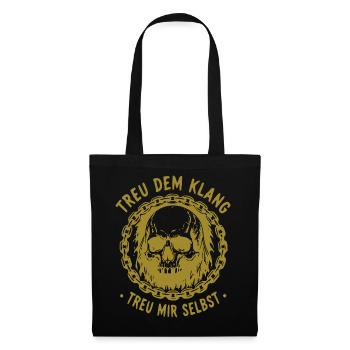Schädel im Kettenkreis – Treu dem Klang - Stoffbeutel - Schwarz - Vorne