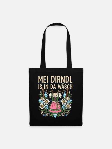 Mei Dirndl is in da Wäsch Ersatz Dirndl Tee Damen - Stoffbeutel - Schwarz
