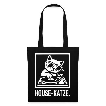 House-Katze DJ - Stoffbeutel - Schwarz - Vorne