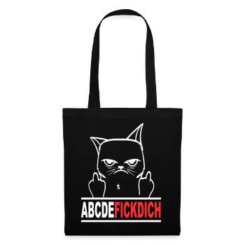 Fuck you Fick dich T Shirt Sprüche Lustige Tiere - Stoffbeutel - Schwarz - Vorne