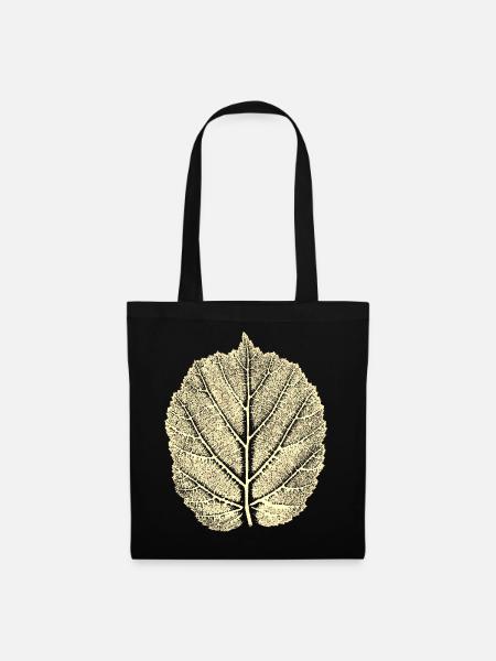 Haselnussblatt / Blatt Hasel - Natur & Wald - Stoffbeutel - Schwarz