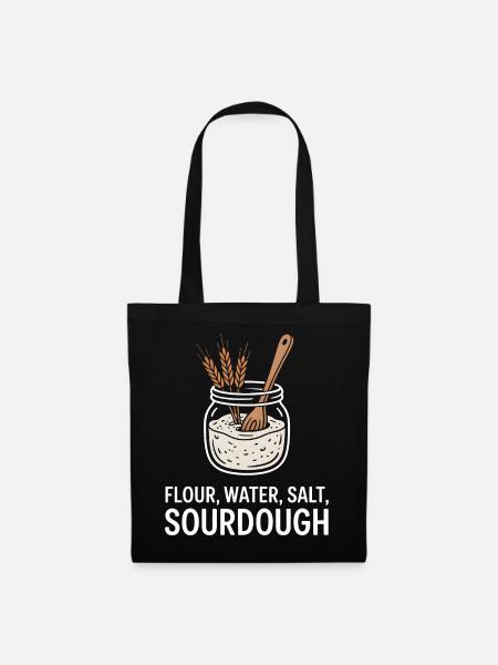 Sauerteigglas Mehl Wasser Salz - Stoffbeutel - Schwarz