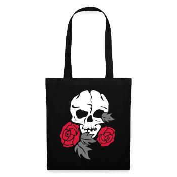 skull and rose - Tote Bag - black - Front