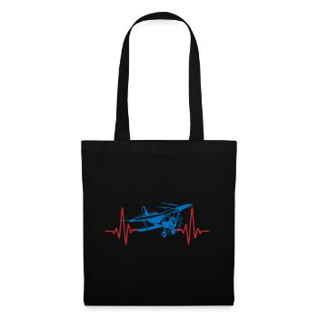 Heartbeat Flyer Airplane | Colors changeable - Tote Bag - black - Front
