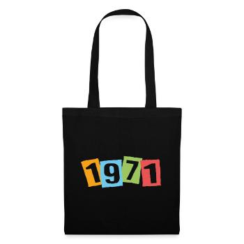 Born in 1971 – Birthday with big colorful numbers - Tote Bag - black - Front