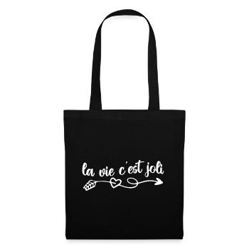 la vie c'est joli - Sac en tissu - noir - Devant