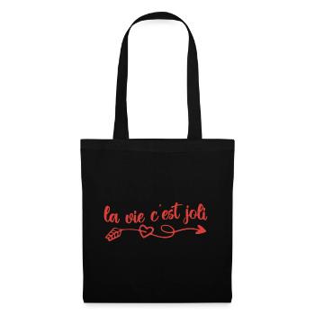 la vie c'est joli - Sac en tissu - noir - Devant