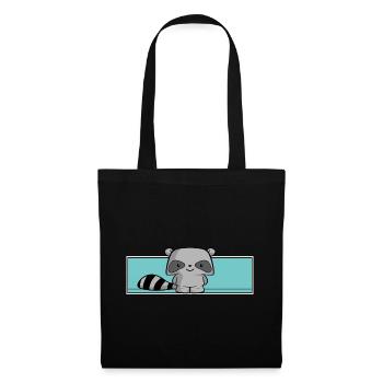 raton laveur mignon, enfants, kawaii, chemise de couchage, bébé - Sac en tissu - noir - Devant