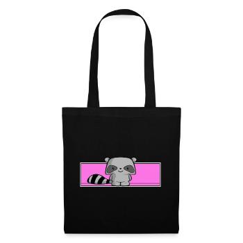 raton laveur mignon, enfants, kawaii, chemise de couchage, bébé - Sac en tissu - noir - Devant