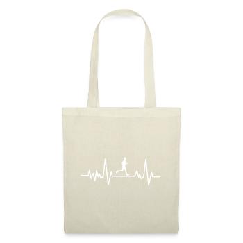 Retro Heartbeat Running für Jogger Runner - Stoffbeutel - Natur - Vorne