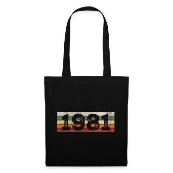 Jahrgang 1981 Retro 1981 Geburtstagsgeschenk - Stoffbeutel - Schwarz - Vorne