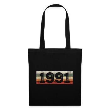 Jahrgang 1991 Retro 1991 Geburtstagsgeschenk - Stoffbeutel - Schwarz - Vorne