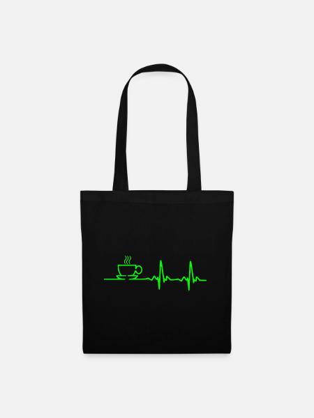 Kaffee Liebhaber - Heartbeat - Stoffbeutel - Schwarz
