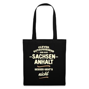 Clever, gutaussehend und aus Sachsen-Anhalt - Stoffbeutel - Schwarz - Vorne