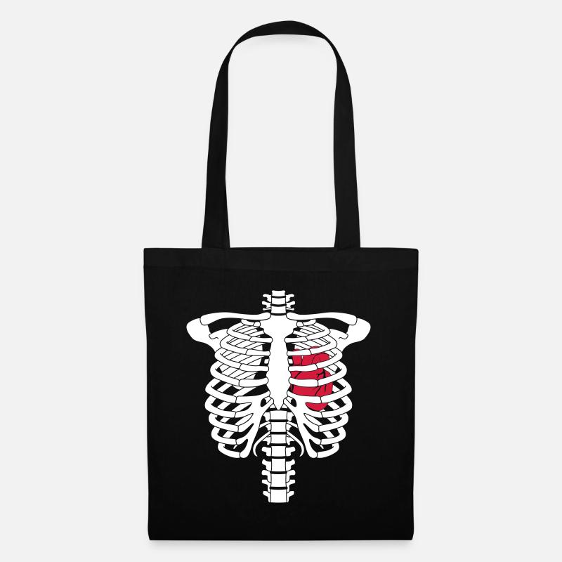 Skeleton heart - Tote Bag - black