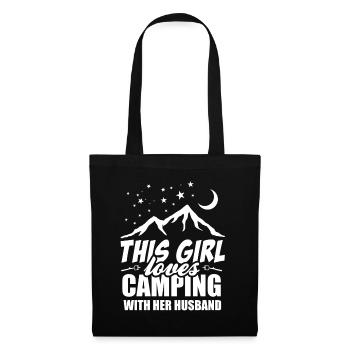 Dieses Mädchen liebt Camping mit seinem Ehemann - Stoffbeutel - Schwarz - Vorne