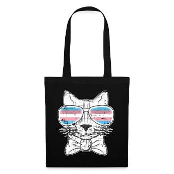 Katze Transsexuell LGBT Transgender - Stoffbeutel - Schwarz - Vorne