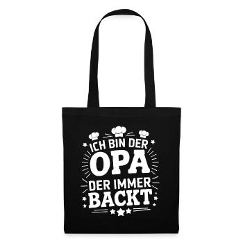 Ich bin der Opa der immer backt lustiger Opaspruch - Stoffbeutel - Schwarz - Vorne