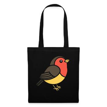 Rotkehlchen VOGEL - Stoffbeutel - Schwarz - Vorne