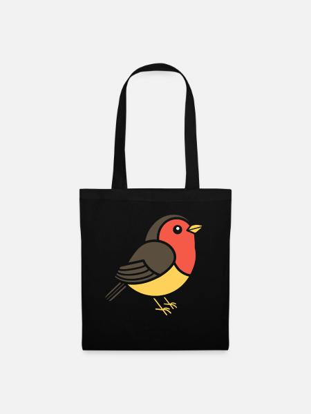 Rotkehlchen VOGEL - Stoffbeutel - Schwarz
