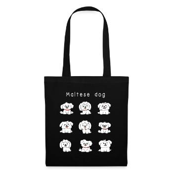 Amour pour un bichon maltais – 9 dessins mignons d’un chien - Sac en tissu - noir - Devant