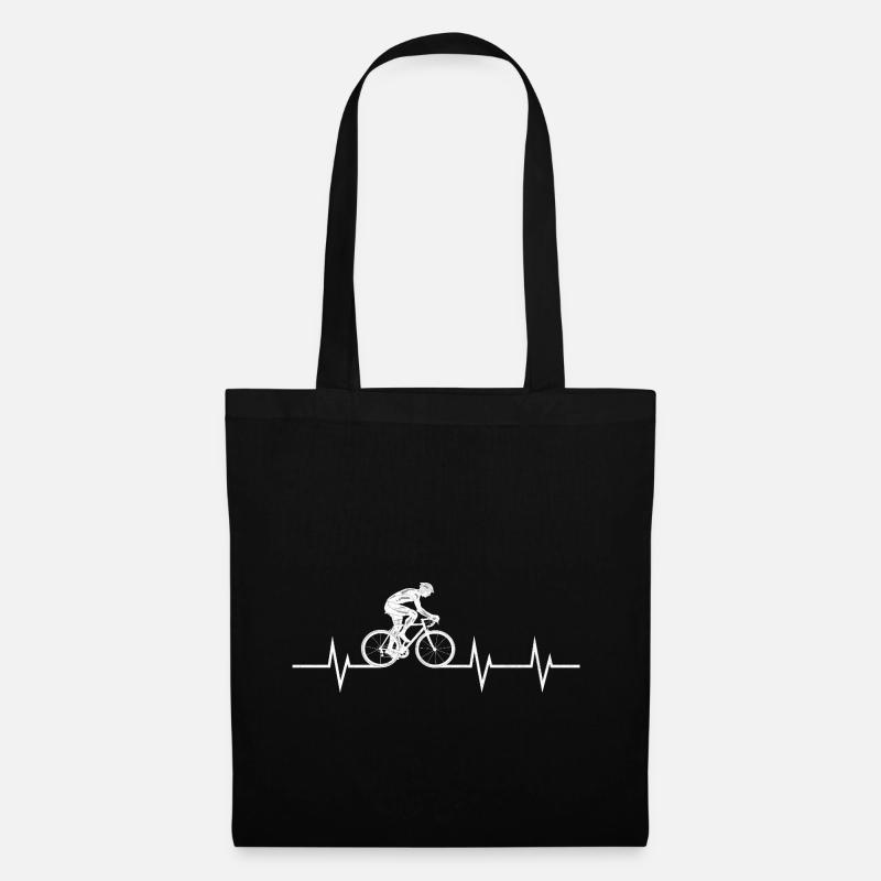 Heartbeat with bicycle - Stoffbeutel - Schwarz