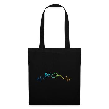 Mountainbiker - Montagne - Coloré - VTT - Heartbeat - Sac en tissu - noir - Devant